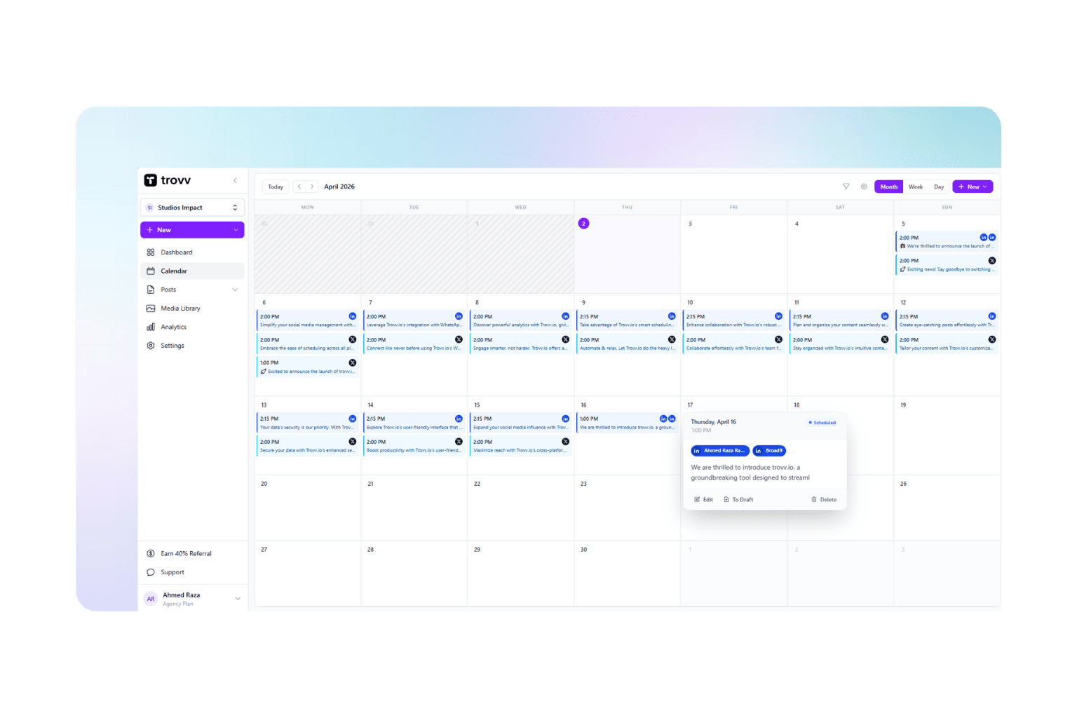 Calendar view